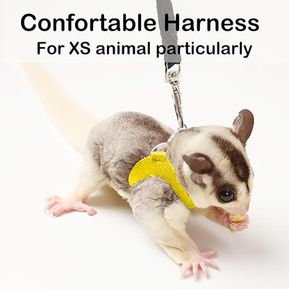 Meow&Woof 3 Pack Sugar Glider Harness and Leash Set Small Animal Training Walking Vest for Squirrel Hamster Rat Yellow