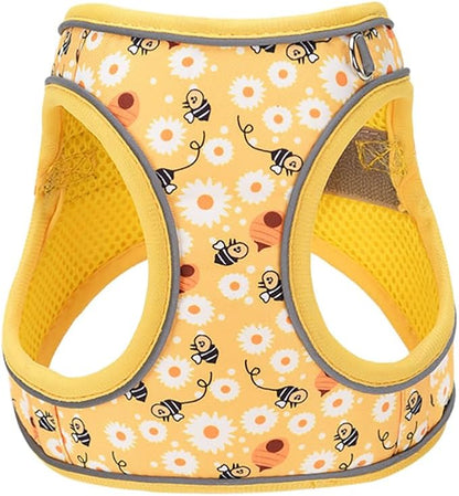 Step in Dog Harness and Leash Set, Flower Adjustable Easy Walk Puppy Harnesses, Soft Mesh Pet Vest Harness Small Size Dog Adjustable No Pull Dog Harness for Small Dogs and Cats(Bee, XXS)