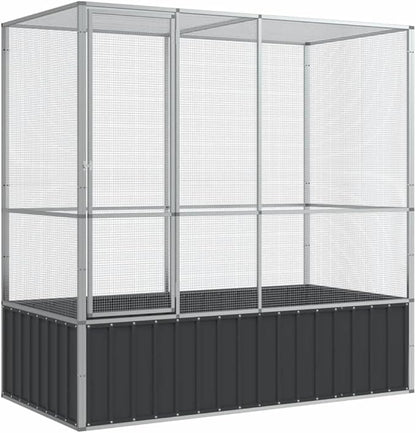 Galvanized Steel Large Flight King Bird Cage, Steel Outdoor Aviary, Outdoor Indoor Large Bird Cage Aviary Pet House for Cockatiels African Parakeets, 82.9"x42.1"x83.5",-301