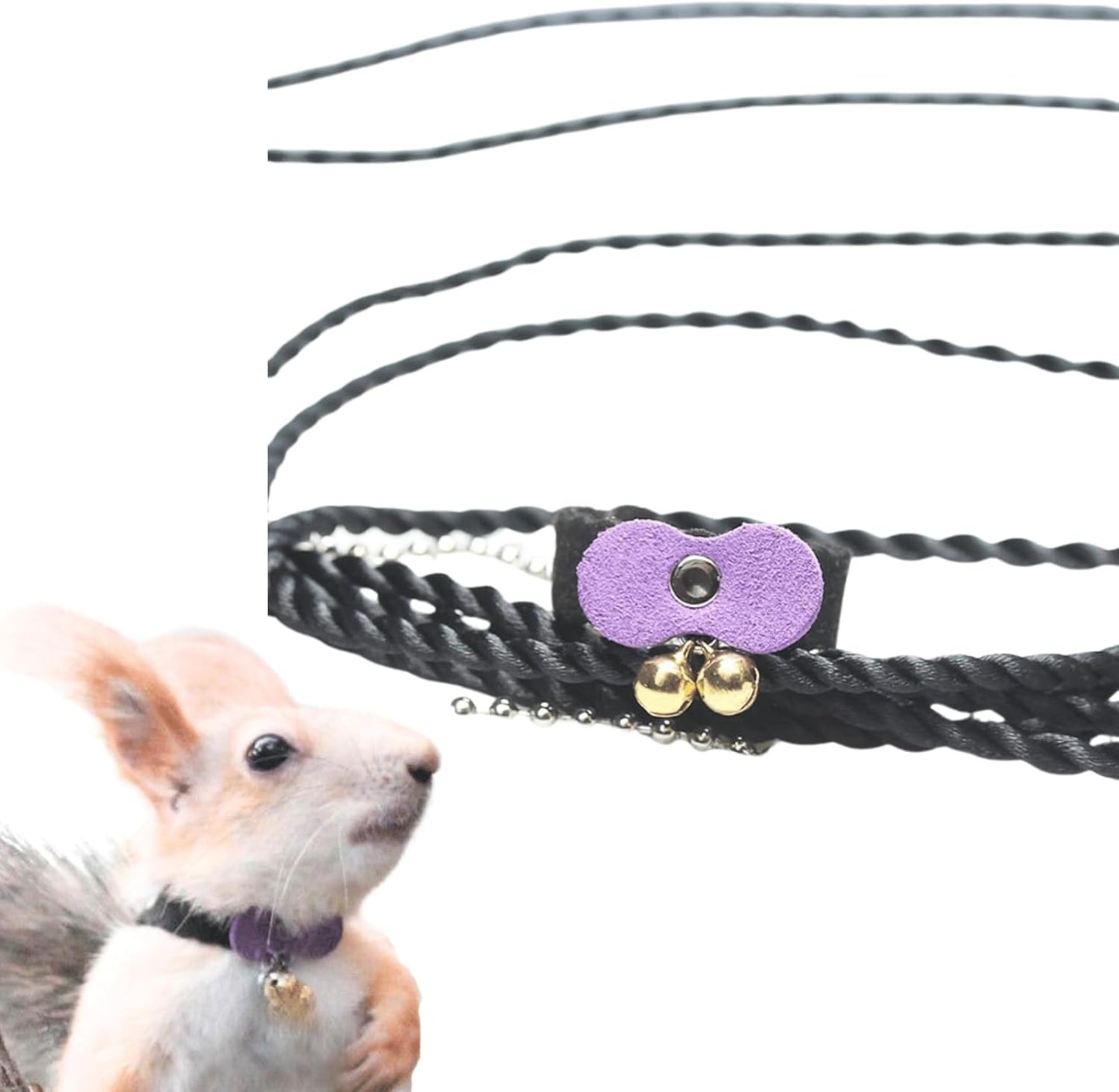 Squirrel Chipmunk Traction Rope Strap Anti-Biting Chain Rope, Small Animal Walking Collar Harness with Lead Leash for Hamster Gerbil Rat Mouse Ferret Chinchilla (Purple)