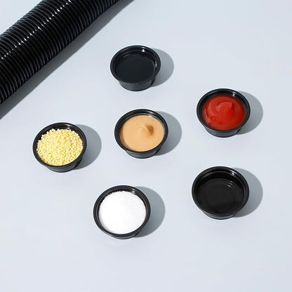 Plastic Gecko Feeding Cups, 0.5 oz Small Terrarium Bowls Reptiles Food Water Feeder Ledge Cups for Lizars,Bearded Dragon,Snake,Frogs, 100Pack Black