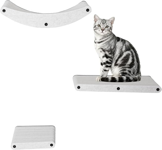 Cat Wall Shelves Stable Wall-Mounted Cats Shelves and Perches - 3-in-1 Cat Playground Furniture Set for Climbing Resting - Suitable for Small to Large Indoor Cats (Beige)