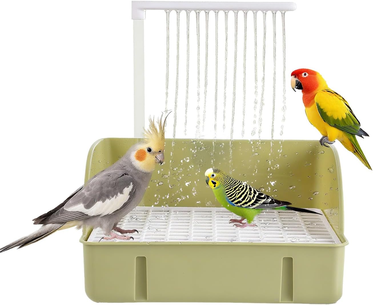 Bird Bath, Automatic Parrot Shower Bath with Pump, Birds Shower Bathtub with Running Water, Birdcage, Medium Birds Parakeet Budgies Cockatiels Conures Finches, Lovebird