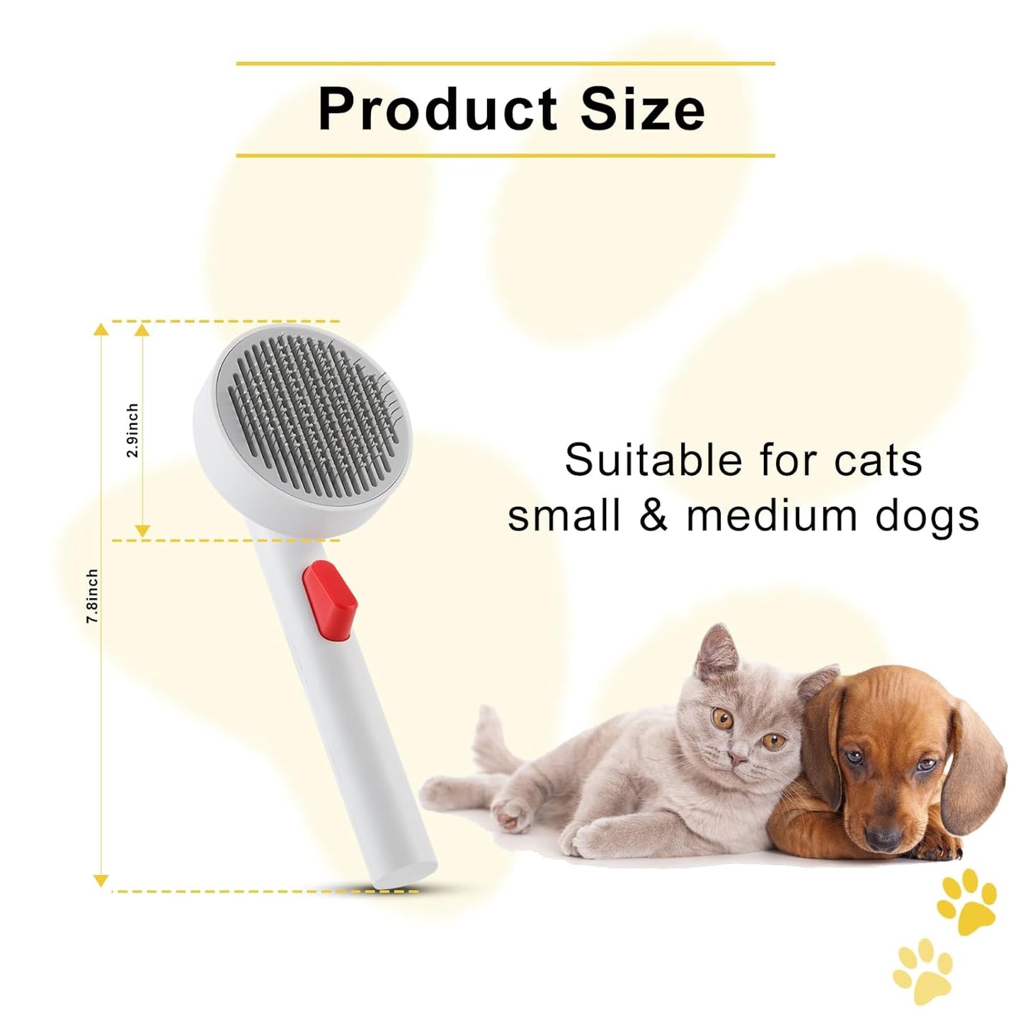 Cat Hair Remover Brush with 1-Click Self-Cleaning, Ergonomic Pet Grooming Tool with Golden Angle Teeth & Skin Protection