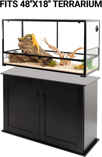REPTI ZOO Reptile Aquarium Terrarium Wooden Stand and Cabinet with Adjustable Shelf for 48L x 18W inch Amphibian/Fish Sea Salt Water Tank Terrarium(Cabinet Only)