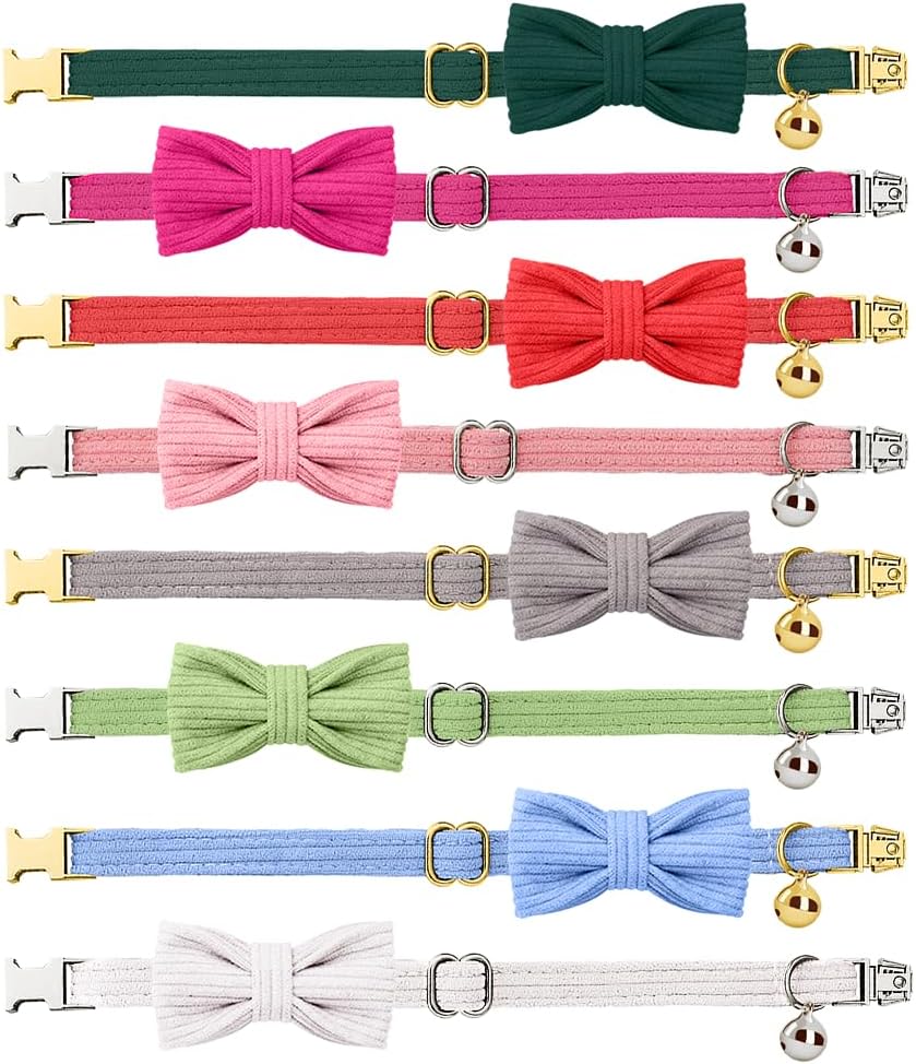 Personalized Cat Collar with Name Plate,Adjustable Tough Nylon Cat ID Collars with Bell,Customize Engraved Pet Name and Phone Number (Velvet Style C)