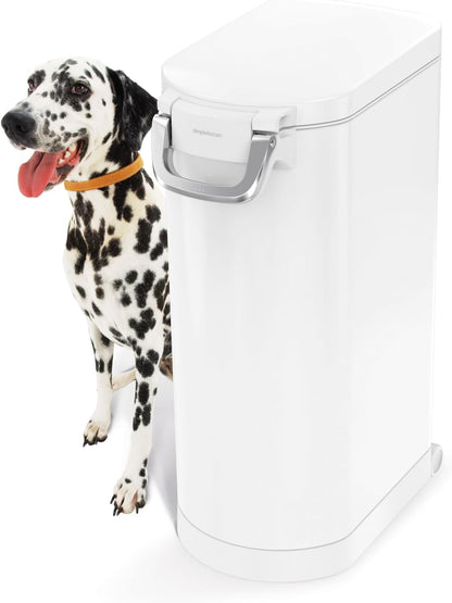 simplehuman 35 Liter, 40 lb / 18.1 kg X-Large Pet Food Storage Container for Dog Food, Cat Food, and Bird Feed, White