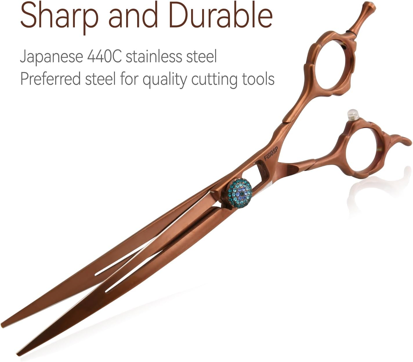 Curved Dog Grooming Scissors 7'' Downward 30° Professional Pet Grooming Trimming Shears for Dogs Suzhi Teddy High Cobalt Alloy Steel for Right Handed Groomers (7, Chocolate Curve)