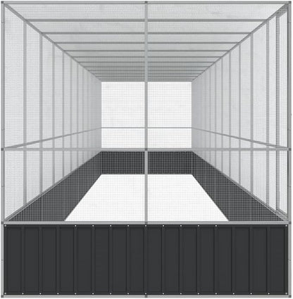 Galvanized Steel Large Flight King Bird Cage with Extension, Steel Outdoor Aviary, Outdoor Indoor Large Bird Cage Aviary Pet House for Cockatiels African Parakeets, 490.6"x81.5"x83.5",-314