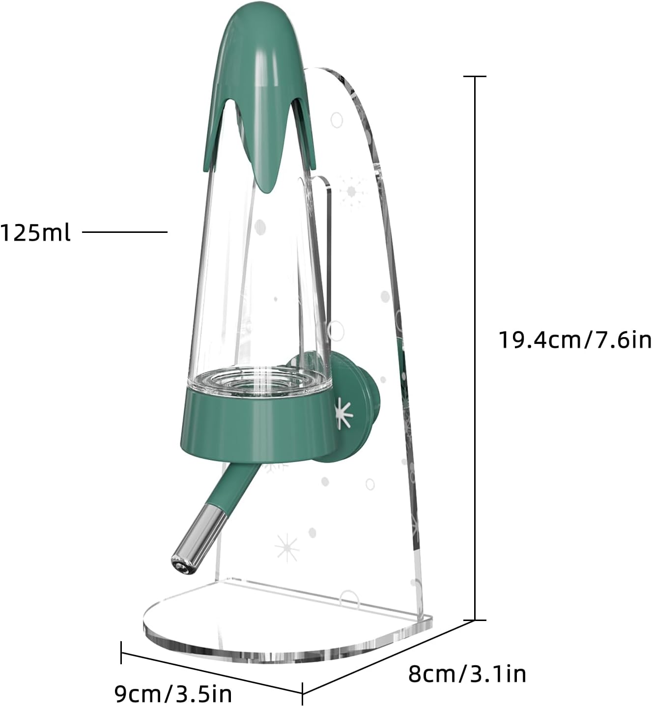 4.2 Oz Hamster Water Bottle with Stand No Drip for Syrian Dwarf Hamsters, Gerbils, Little Mouse, Small Pet Rodents (Green, with Stand)