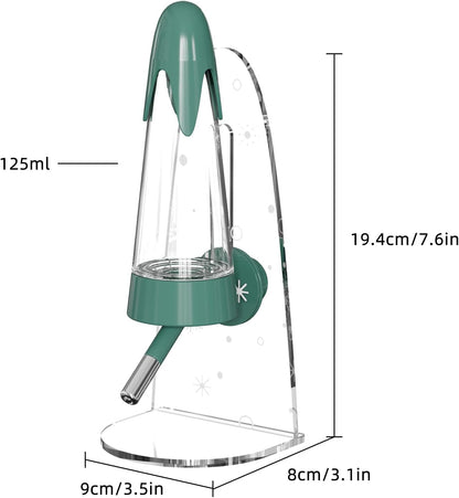 4.2 Oz Hamster Water Bottle with Stand No Drip for Syrian Dwarf Hamsters, Gerbils, Little Mouse, Small Pet Rodents (Green, with Stand)