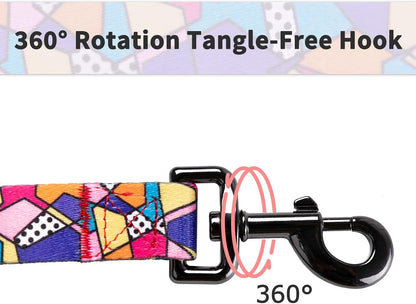 Ihoming Dog Collar and Leash Set for Daily Outdoor Walking Running Training, Geometric Design for Small Boys Girls Dogs Cats Pets, S-Up to 20LBS