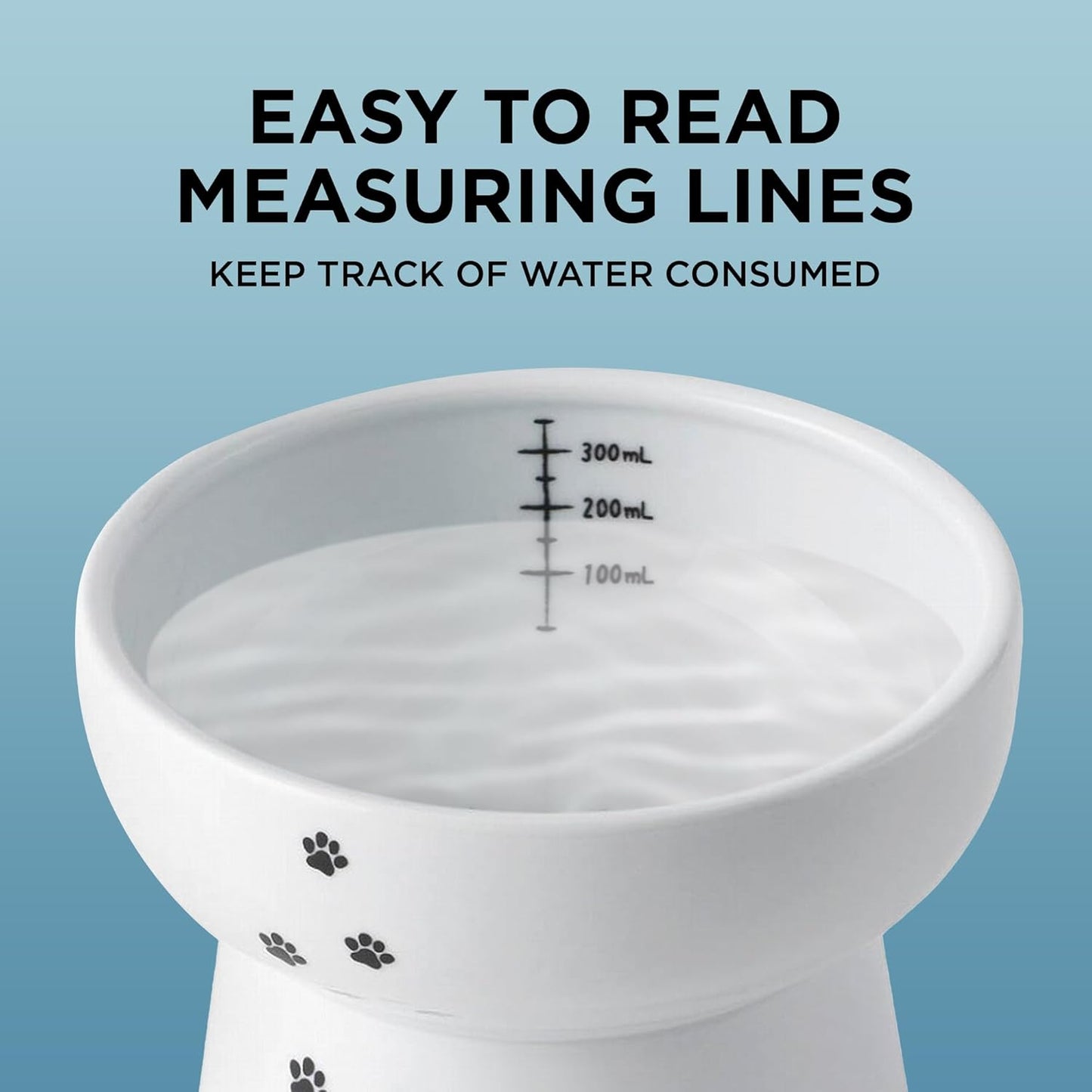 Necoichi Elevated Cat Water Bowl – Ceramic Raised Cat Bowl, Prevents Neck & Whisker Fatigue – Dishwasher & Microwave Safe – Pet Water Bowl for Cats (Cat, Extra Tall)