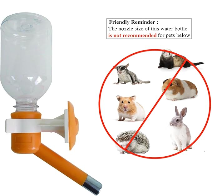 Choco Nose Patented No-Drip Dog Water Bottle/Feeder for Dogs/Cats and Other Small-Medium Sized Animals - for Cages, Crates or Wall Mount. 10.2 Oz. Mess Free Leak-Proof Nozzle 16mm, Orange (C590)