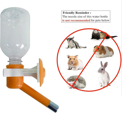 Choco Nose Patented No-Drip Dog Water Bottle/Feeder for Dogs/Cats and Other Small-Medium Sized Animals - for Cages, Crates or Wall Mount. 10.2 Oz. Mess Free Leak-Proof Nozzle 16mm, Orange (C590)