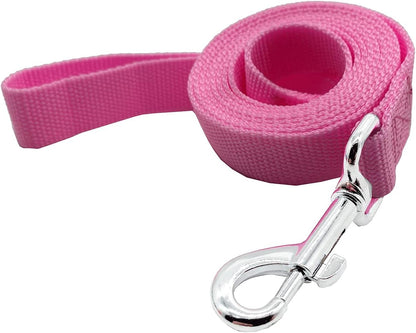 Nylon Dog Training Leash, Traction Rope, 4Ft /5 Foot /6 Feet Long, 5/8 inch 3/4 Inch 1 Inch Wide, for Small and Medium Dogs (Pink, 1'' x 20 FT)
