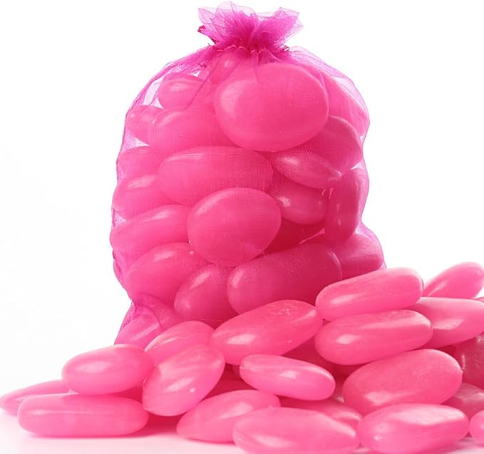 Shiny Stone Glow in The Dark Pebbles,Decorative Glow Stones,Fish Tank Aquarium Gravel,Glow Pebbles for DIY Garden Gifts Decoration(Big Size, 3-4cm, 400g/14.1oz) (Rose)