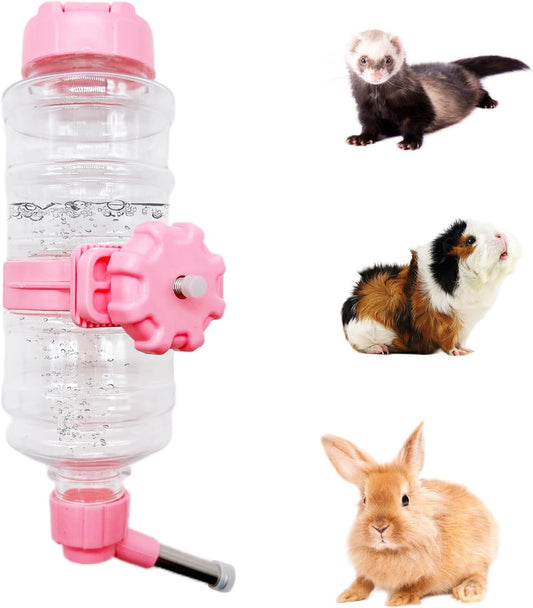 16.7oz Guinea Pig No Drip Water Bottle,Rabbit Hanging Leakproof Water Dispenser,Bunny Automatic Feeder,Ferret Cages Accessories for Chinchilla Squirrel Hedgehog (Pink)