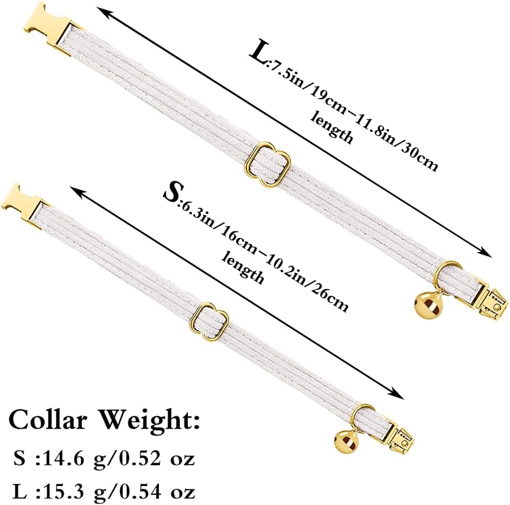 Personalized Cat Collar with Name Plate,Adjustable Tough Nylon Cat ID Collars with Bell,Customize Engraved Pet Name and Phone Number (Velvet Style C)