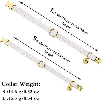 Personalized Cat Collar with Name Plate,Adjustable Tough Nylon Cat ID Collars with Bell,Customize Engraved Pet Name and Phone Number (Velvet Style C)