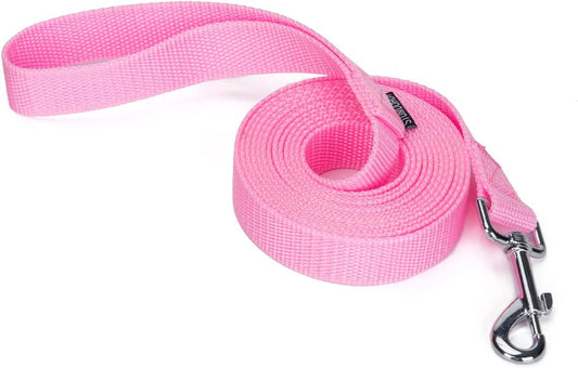 10 ft Strong Durable Nylon Dog Training Leash, Traction Rope, 1 Inch Wide, for Small and Medium Dog (Pink, 10 Feet)