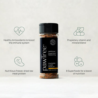 pawTree Healthy Food Toppers for Dogs & Cats - Appetite Booster with Freeze-Dried Proteins. Delicious Pet Food Seasonings and Flavor Enhancer for Picky Eaters & Appetite Stimulation (Chicken Medley)