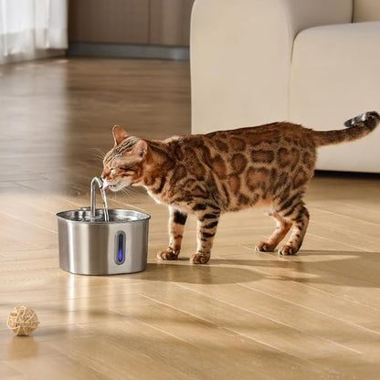 2.0 Large Capacity Stainless Steel Cat Water Fountain – 4L/135oz (Stainless Steel, 2.2L Corded)