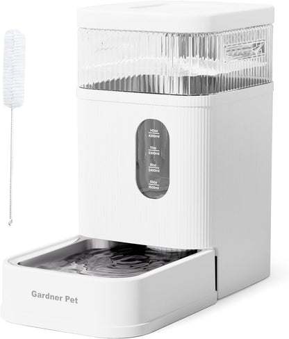 Gardner Pet Automatic Dog Water Dispenser Gravity Waterer with Stainless Steel Bowl Water Dispenser 8.5L Large Capacity Water Feeder with Filters for Dogs Cats Pets, BPA-Free Noise-Free (White, 8.5L)