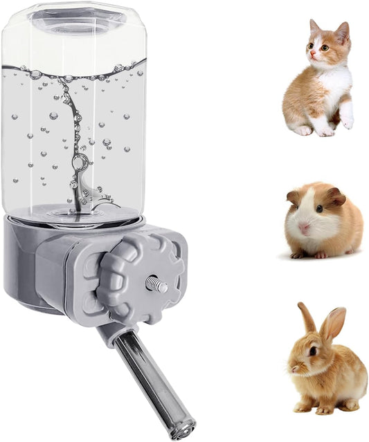 LOS ANDES No-Drip Water Bottle/Feeder for Guinea Pigs/Hamsters/Bunnies/Ferrets/Squirrel/Hedgehog/Other Small Pets, Weather Resistant Cage Water Dispenser for Dogs/Cats, 18.5oz, Gray