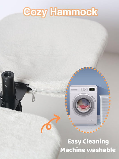 Double Cat Desk Bed - Desktop Attachment Two Cat Perch for Home Office, Spinnable Indoor Desk Mounted Hammock Bed, 2 Elevated Nest for Table, Double Kittens Clamp Hammock for Table(Black)