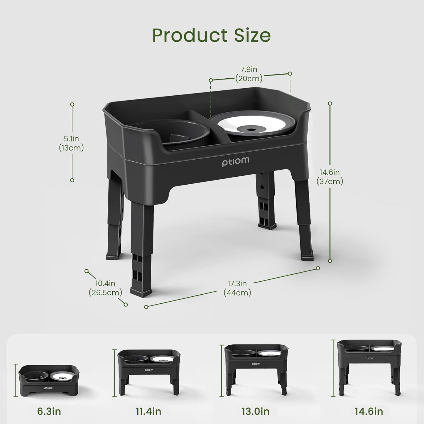 4-in-1 Elevated Slow Feeder Dog Bowls, 4 Height Adjustable Mess Proof Raised Dog Bowl Stand with No Spill Water Bowl, Stainless Steel Doggy Food Dish & Slow Feeder for Large Medium Small Pets