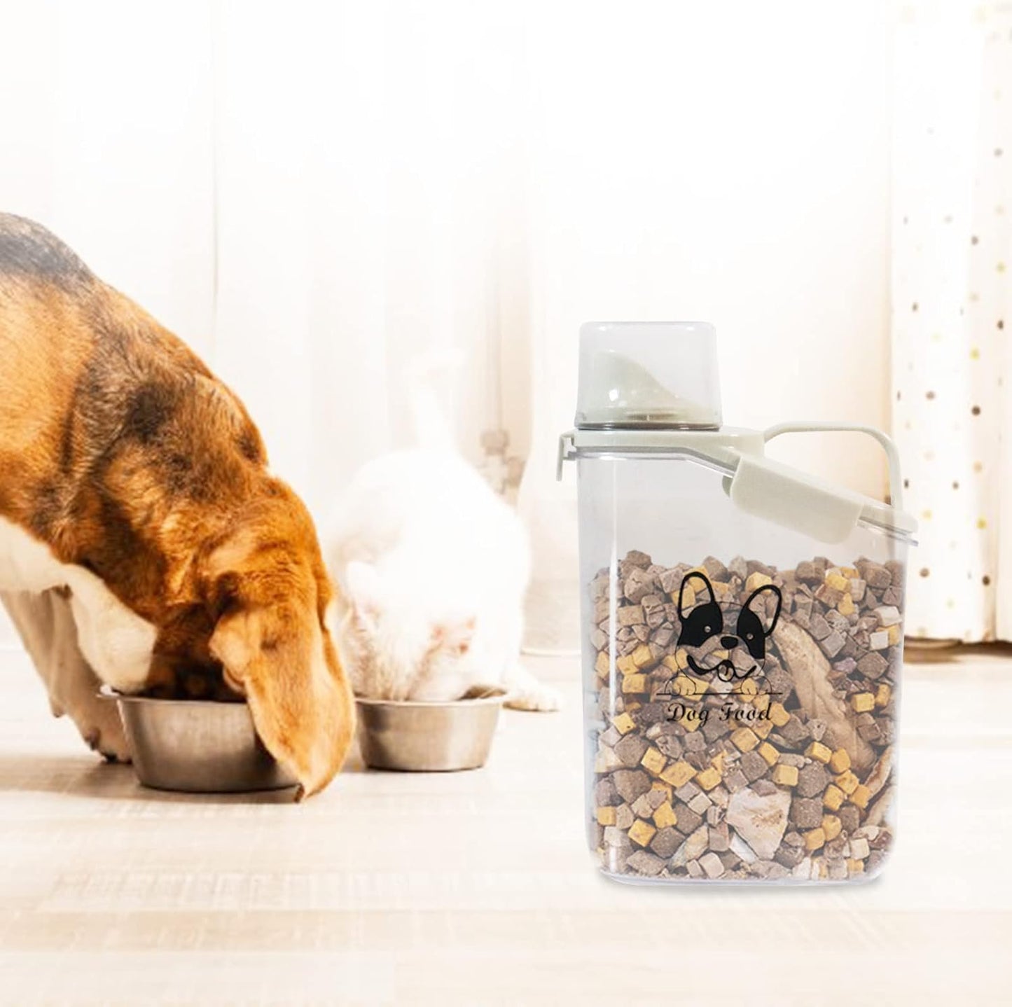 Dog Food Storage Container Airtight Portable Dog Food Container with Handled Lid and Pour Spout,Food Storage for Dog Dry Food Small Pet Food Container with Measuring Cup for Home, Travel,2.8L