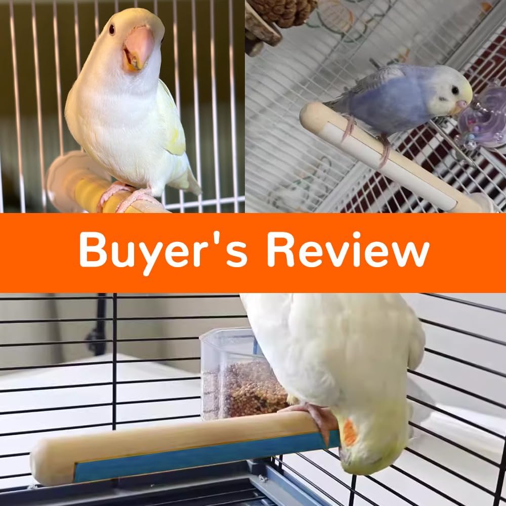 2-Pack Natural Wood Bird Perch with Foot Grinding, 7.8 Inch Bird Cage Accessories for Parakeets Cockatiel Lovebird Canary, Foot Health Training (Color Yellow & Pink)