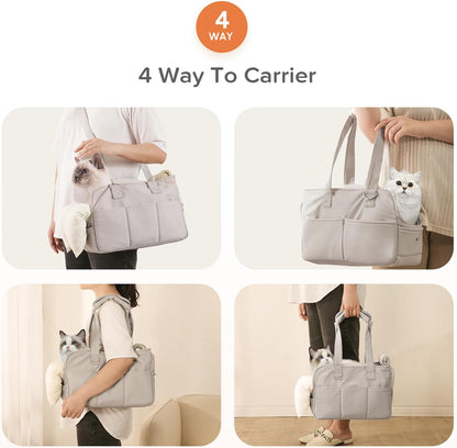 Dog Carriers for Small Dogs, Soft Sided Folding Dog Purse for Dogs Medium Cats Puppies up to 13 Lbs, Washable Breathable Puppy Carrier for Outdoor Travel (Small Gray)