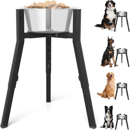 Elevated Dog Bowl Stand for Large Dogs, Adjustable Height & Width,Single Raised Dog Food Water Holder,Bowl Not Included