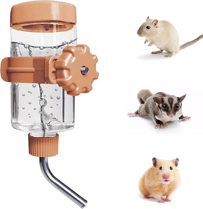 LOS ANDES 5.2oz Hamster Water Bottle No-Drip Mice Water Dispenser Leak-Proof Water Feeder for Gerbils/Sugar Gliders/Rat, Small Pets Cage Water Bottles, 155ml, Orange