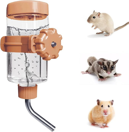 LOS ANDES 5.2oz Hamster Water Bottle No-Drip Mice Water Dispenser Leak-Proof Water Feeder for Gerbils/Sugar Gliders/Rat, Small Pets Cage Water Bottles, 155ml, Orange