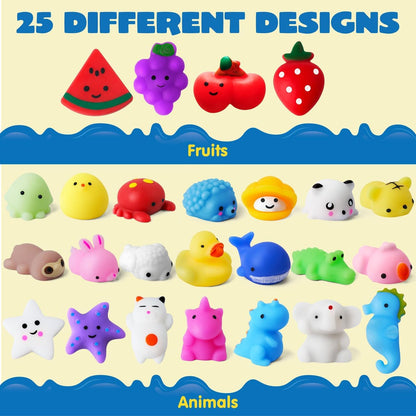 JOYIN Mochi Squishy Toys Set, Random 25 Pack Mini Squishy Mochi, Party Favors for Kids, Kawaii Stress Relief Toys, Basket Stuffers, Goodie Bags Fillers, Birthday Gifts, Classroom Prizes