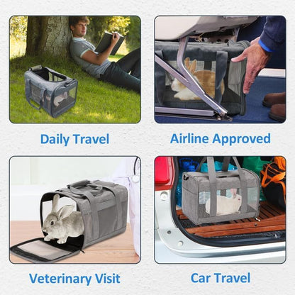 kathson Small Animal Carrier Bag, Guinea Pig Rabbit Travel Carrier Breathable Mesh Window Pet Portable Hand Bag for Hamster Bird Bunny Bearded Dragon Kitty and Etc (Grey)