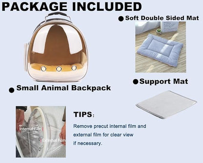 Portable Guinea Pig Backpack with Small Bag Harness and Leash Set, Space Capsule Bubble Pet Carrier Cage Travel for Rabbit, Bearded Dragon, Sugar Glider (Polarized, Backpack)