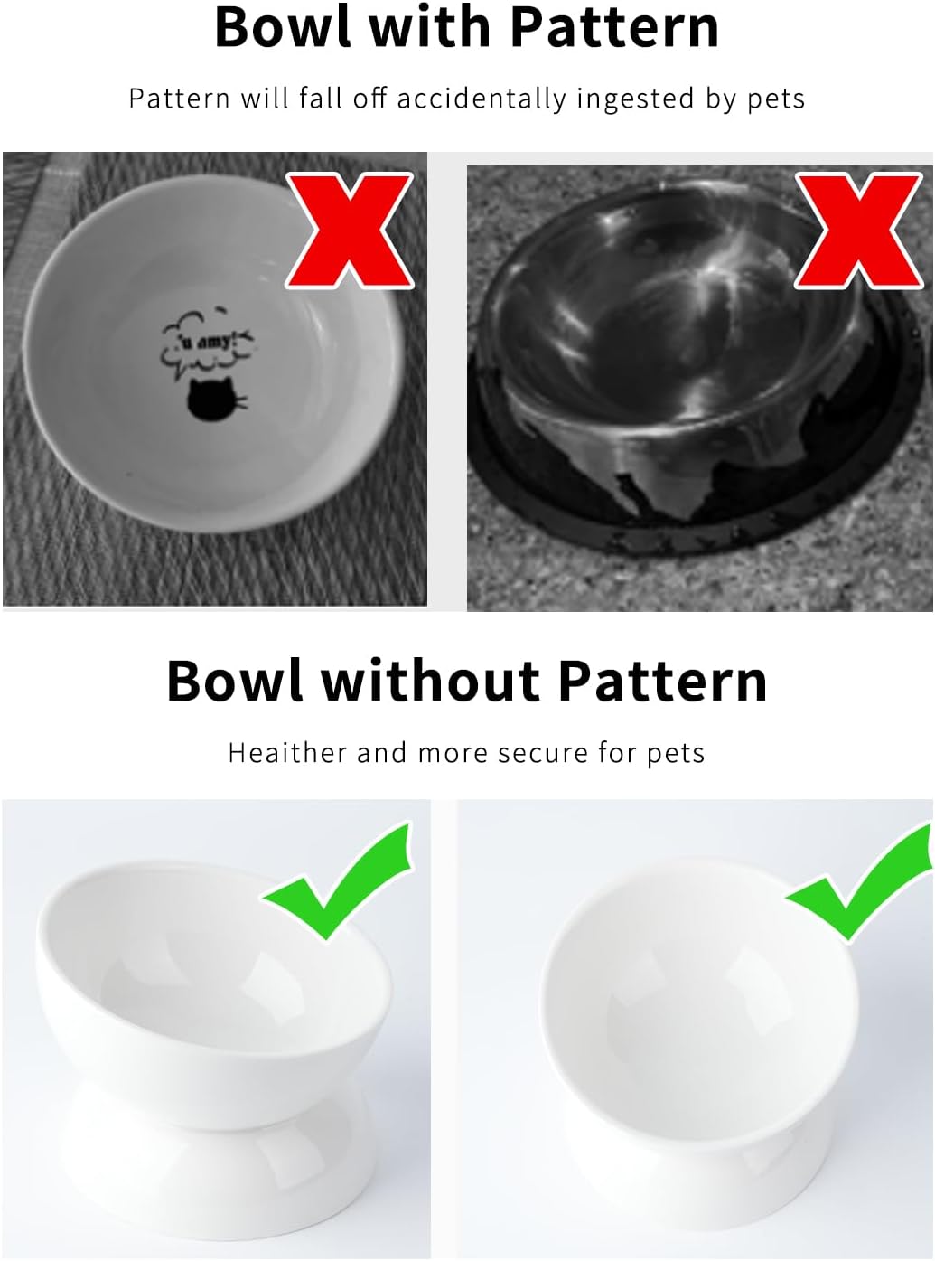 Cat Water Bowl, 16 OZ Ceramic Elevated Cat Bowls, 15° Tilted and Raised Pet Food Dish, Anti Vomiting Protect Pets' Spines and Whisker Fatigue