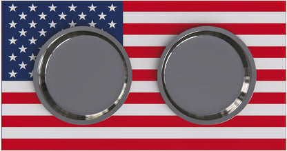 GrooveThis Woodshop - Personalized Elevated Dog Bowl Stand for Large, Medium, Small, X-Small Dogs - Stainless Steel Food and Water Bowls - Raised Dog Dish with Internal Storage (Medium, Flag Design)