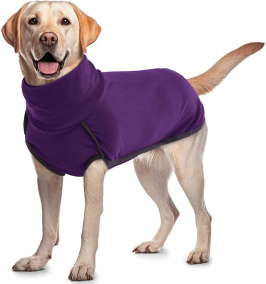 ROZKITCH Sweater for Dogs Large, Pet Windproof Warm Cold Weather Jacket Vest Cozy Jumpsuit Apparel Outfit Clothes for Walking Hiking Travel Sleep Purple XL