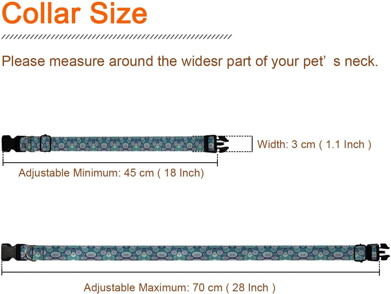 Blue Mandala Floral Paisley Dog Collars Soft Adjustable Collar Strap for Small Medium Large Dogs Cats Pet