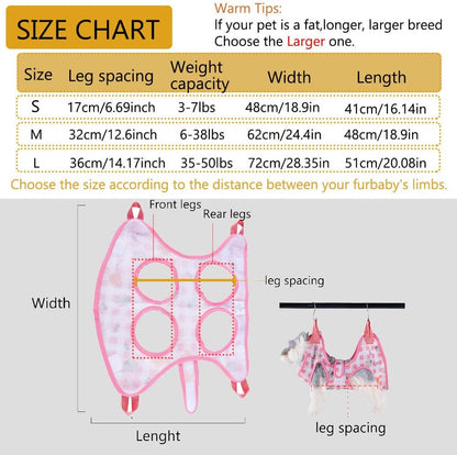 AIO Cat & Dog Restraint Sling for Nail Trimming Foldable Dog Grooming Supet Relaxation Hammock Harness for Pet Grooming S Pink