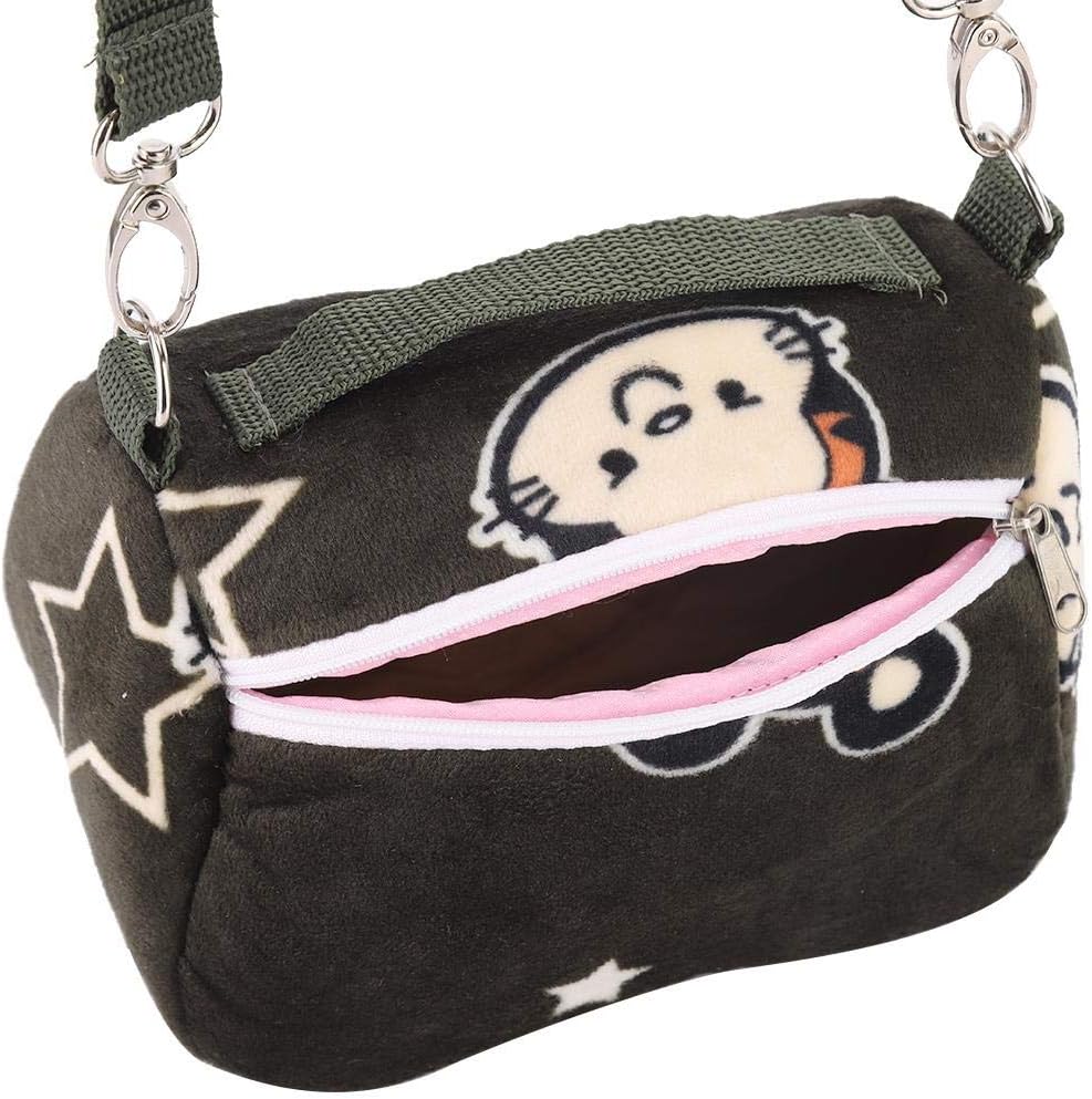 Small Pet Carrier Bag, Blackish Green Flannelette Portable Breathable Pet Hamster Carrier Outgoing Bag for Small Pets Animal(M)