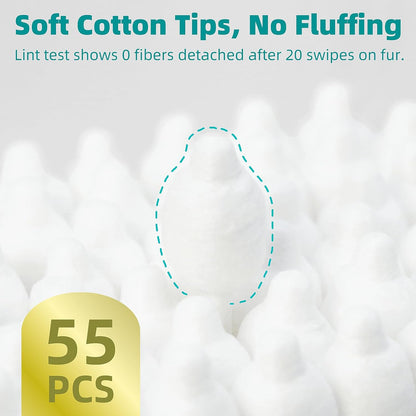 2-Pack Dog Ear Cleaning Cotton Swabs, More Reliable, Safer to Care for Pet Ears, Prevent Accidental Injuries, Suitable for Medium and Large Dogs, Dog Ear Cleaning Kit, L Size, 110 PCS