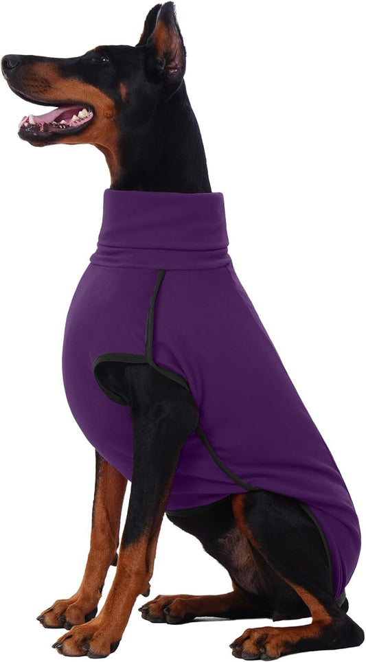 ROZKITCH Dog Pajamas for Large Dogs, Pet Windproof Warm Cold Weather Jacket Vest Cozy Jumpsuit Apparel Outfit Clothes for Walking Hiking Travel Sleep Purple 2XL