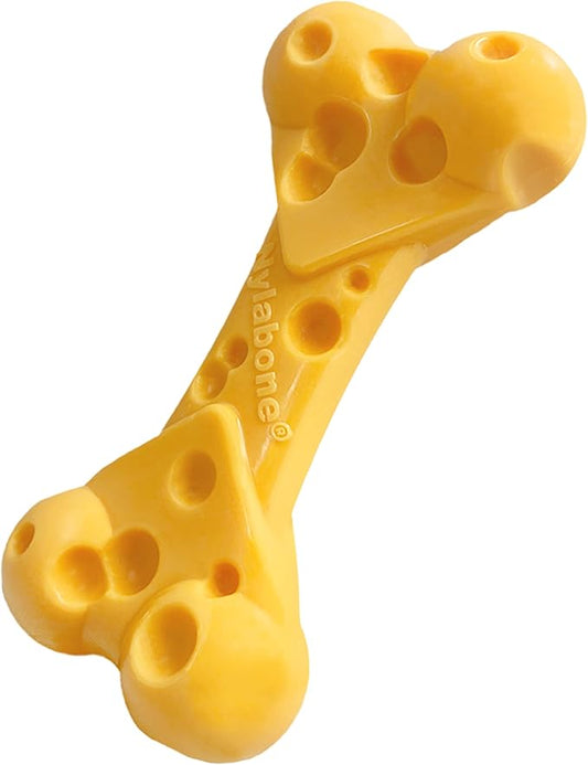Nylabone Cheese Bone Power Chew Toy for Dogs, Cute Dog Toys for Aggressive Chewers, Cheese Flavor, Medium Dogs - Up to 35 lbs, 1 Count