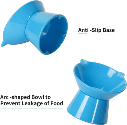 Detachable Elevated Cat Bowls, 15° Tilted Raised Cat Food Bowl Anti-Vomiting,Whisker Friendly, Adjustable Cat Dishes for Protecting Spine,Adult Kitten